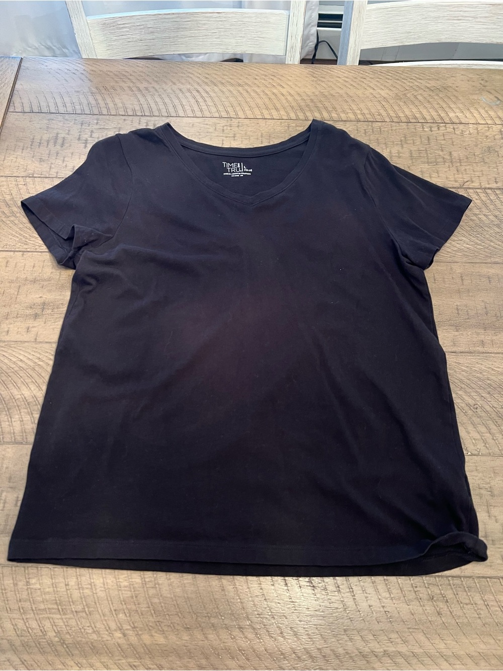Time and Tru Black V-Neck Women's Tee